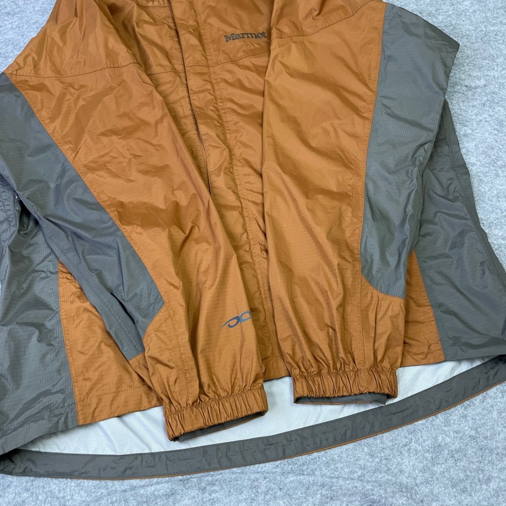 Marmot Mens PreCip Rain Jacket Large Orange Gray Waterproof Hooded Shell Vented - Picture 5 of 16